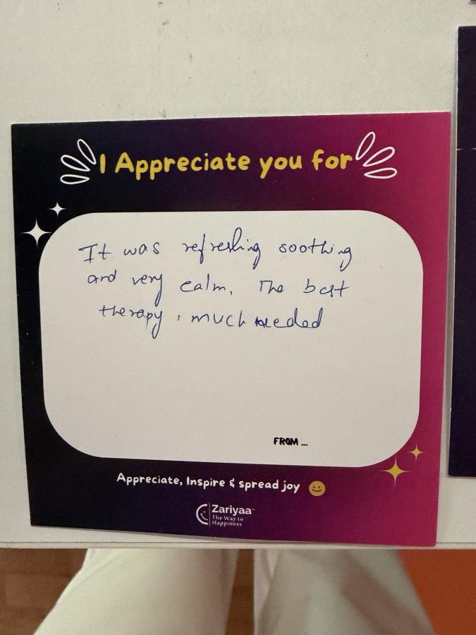 A note written by hand in the Zen Garden book