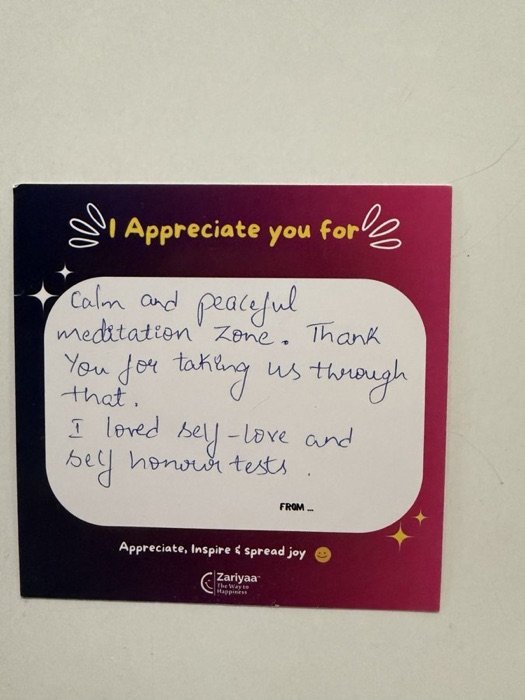 Open a handwritten Zen Garden testimonial